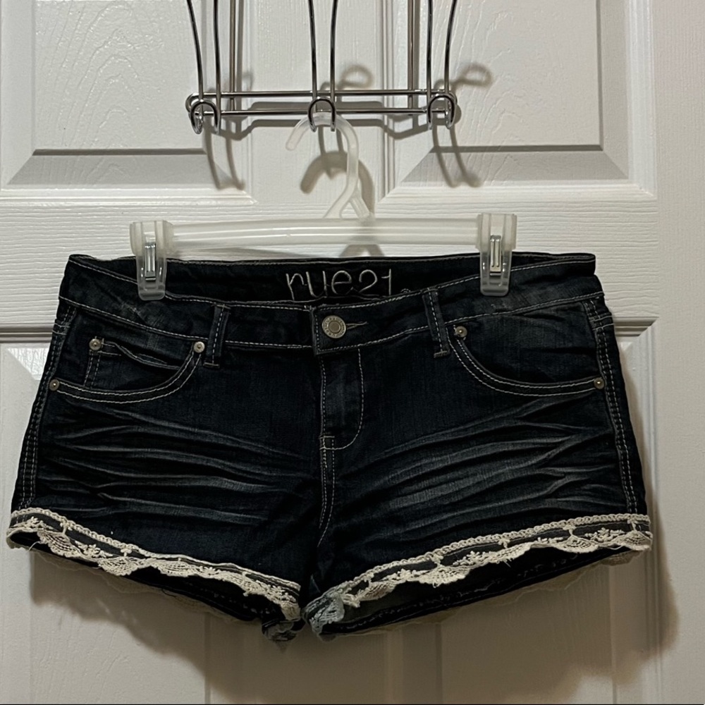 Rue 21 Jean Short Shorts with Crochet Trim
